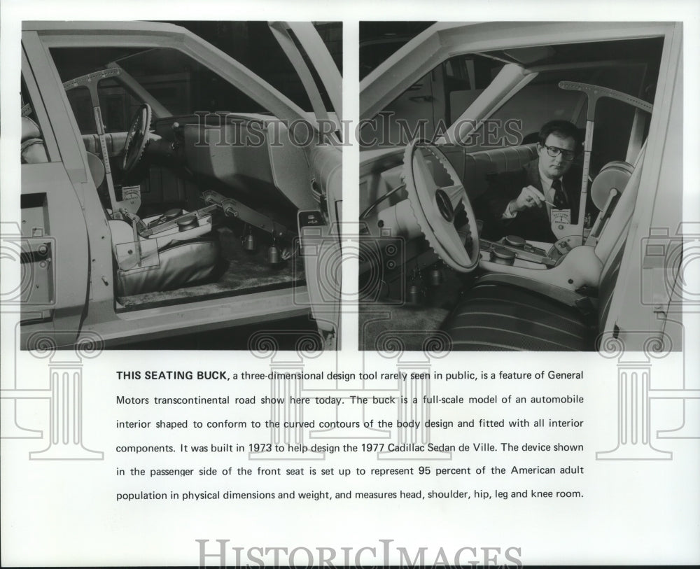 1977 Press Photo The seating Buck, a feature of General Motors road show- Historic Images