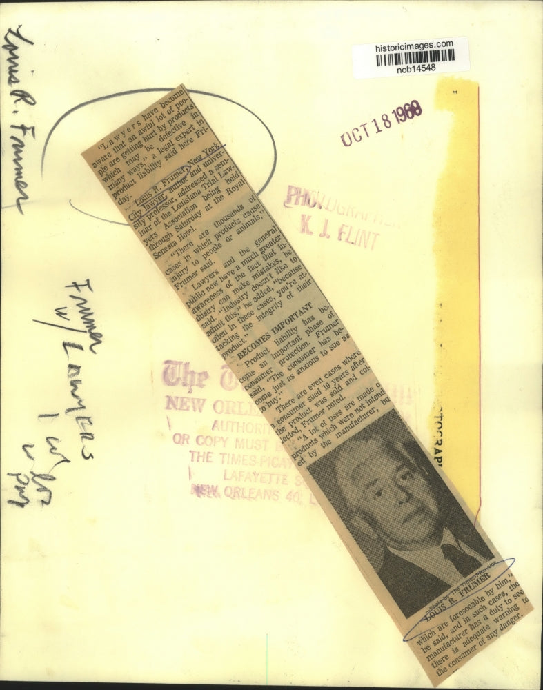 1960 Press Photo Louis R. Frumer at Louisiana Trial Lawyers Association seminar