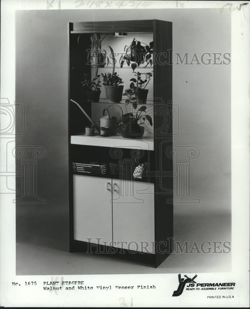 1978 Press Photo Plant Etagere, Walnut and White Vinyl Veneer Finish- Historic Images