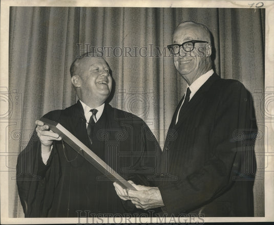 1967 Press Photo John M. Fush honored by the Judges of Civil District Court