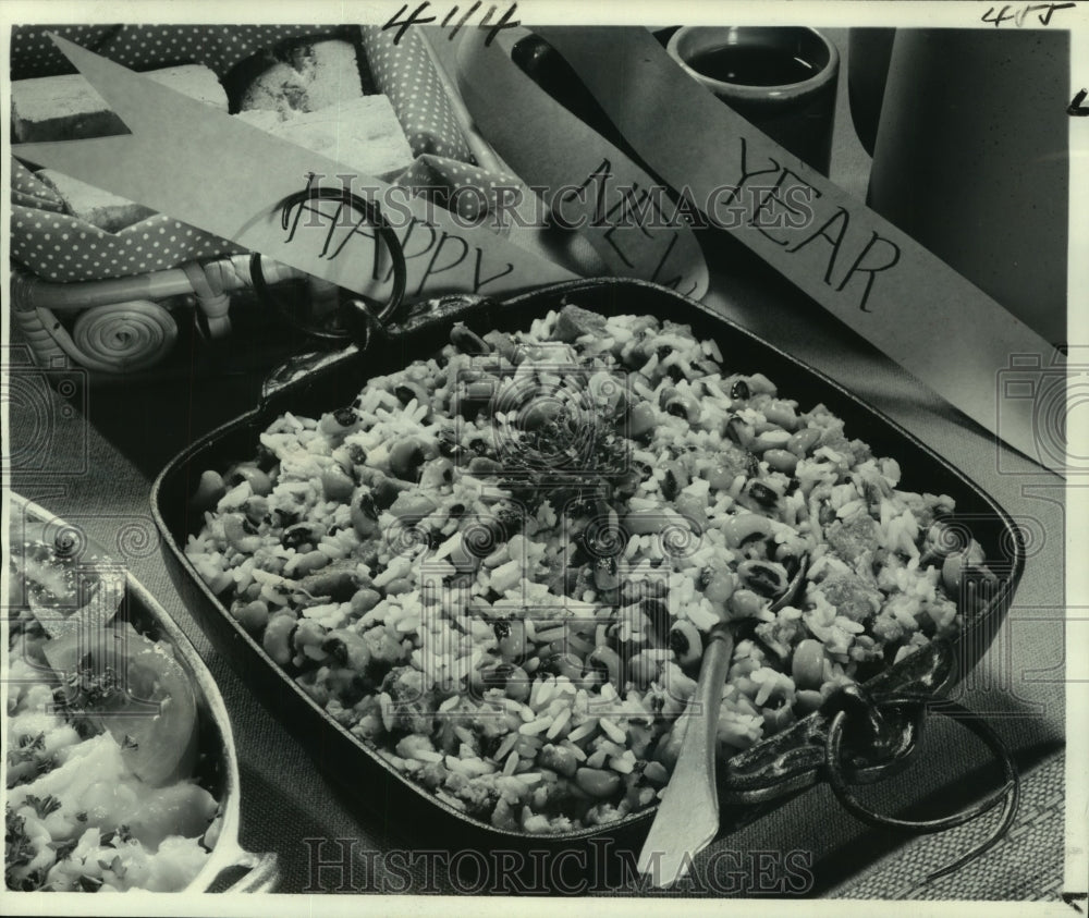 1977 Press Photo New Year&#39;s Day traditional dish of &quot;Hoppin&#39; John&quot;- Historic Images