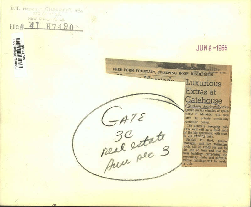 Load image into Gallery viewer, 1965 Press Photo Gatehouse Apartments, will soon have its community center.
