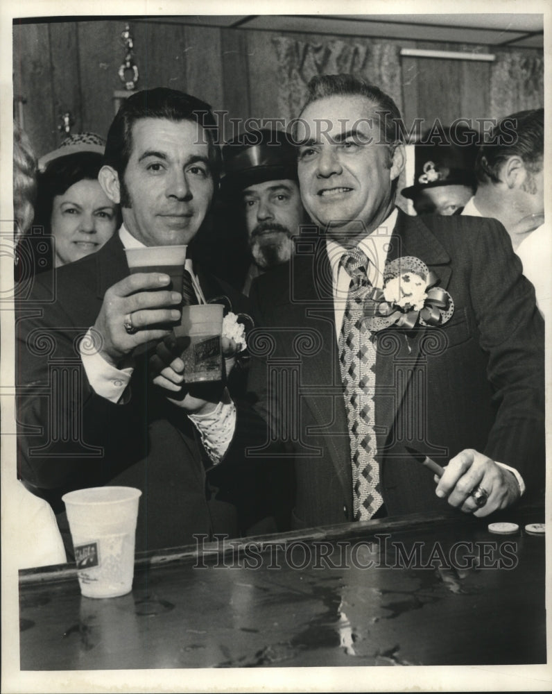 Load image into Gallery viewer, 1973 Press Photo Joe Fulco and James Fitzmorris at Kickoff celebration, Metairie
