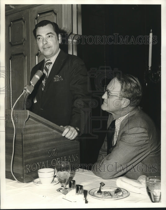 1971 Press Photo William Flary & Gilbert Millin at conference at Royal Orleans- Historic Images