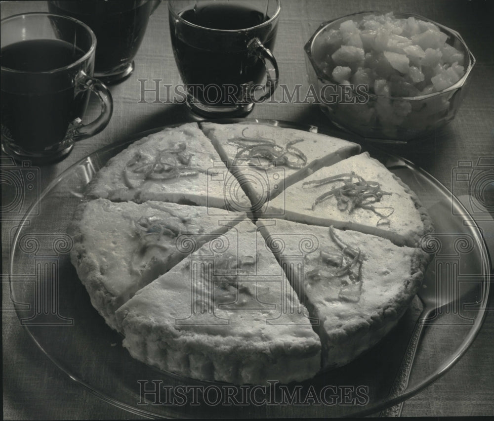 1980 Press Photo Pineapple Orange Cheesecake Tart Recipe - Historic Images