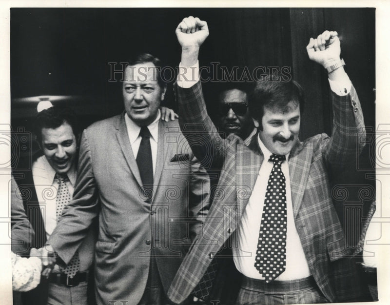 Load image into Gallery viewer, 1973 Press Photo Jim Garrison, District Attorney, shakes hands - nob18444
