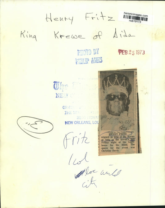 1973 Press Photo Henry Fritz, King of Krewe of Aida at krewe's ball - nob19173