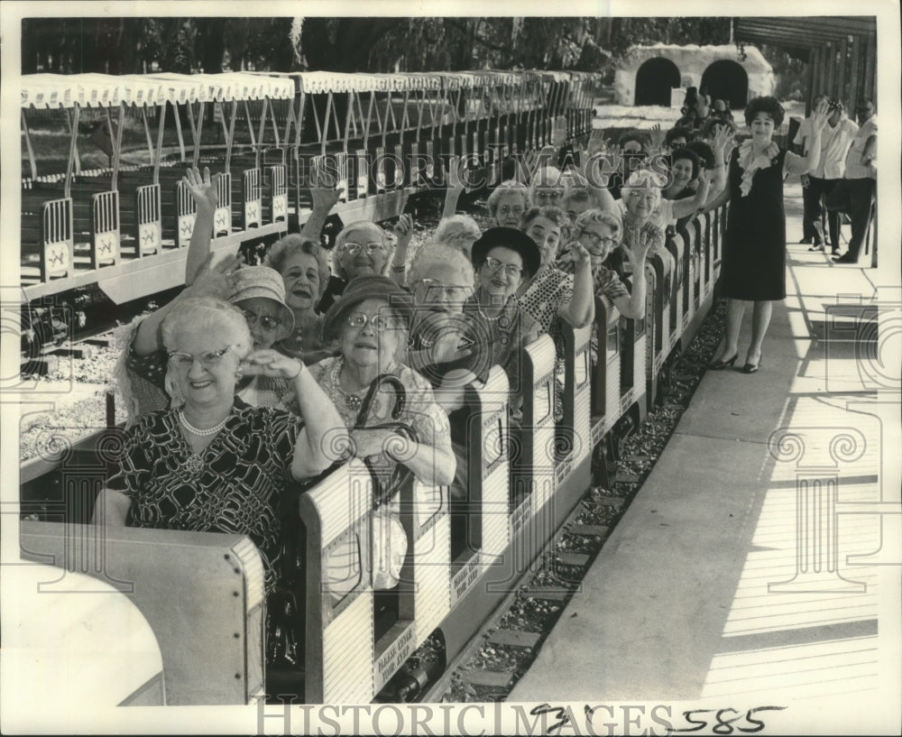 1971 Press Photo Mrs. Arthur J. O'Keefe and Senior Citizens at Party, City Park- Historic Images
