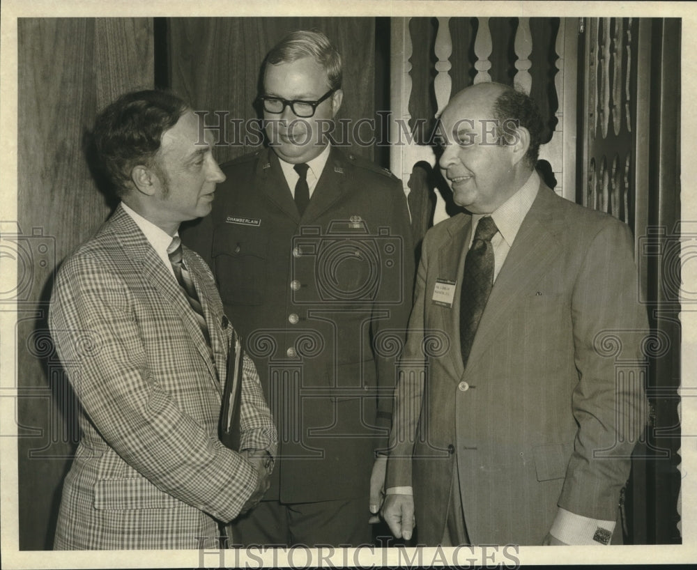 1971 Press Photo Prof. Stephen Gorove, Capt. John Chamberlain &amp; Paul Dembling