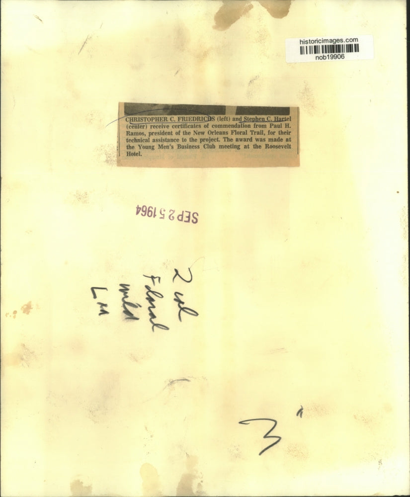 1964 Press Photo Christopher C. Friedrichs & Stephen C. Harte honored