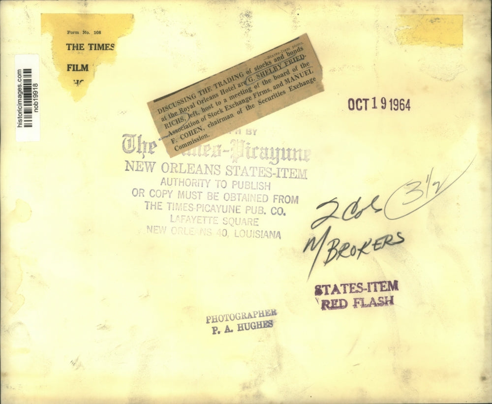 1964 Press Photo G. Shelby Friedrichs, Association of Stock Exchange Firms host