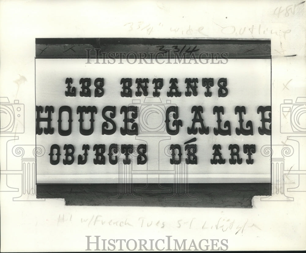 1978 Press Photo Sign for Les Enfants House Gallery Objects De Art - Historic Images