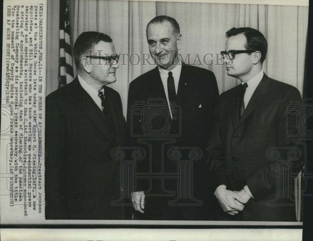 1966 Press Photo President Johnson with two new White House appointees