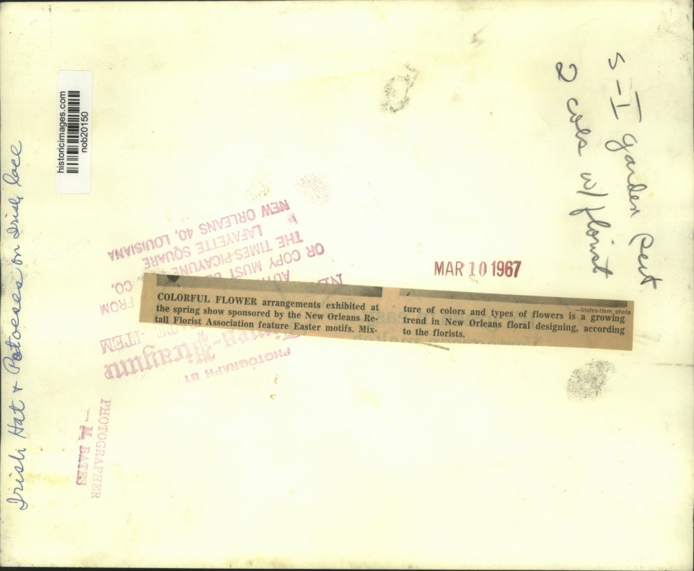 1967 Press Photo Flower arrangement at New Orleans Retail Florist Association