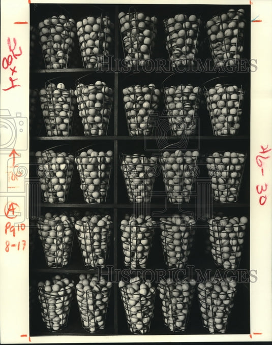 1980 Press Photo Buckets & buckets of golf balls ready to go - nob20234- Historic Images