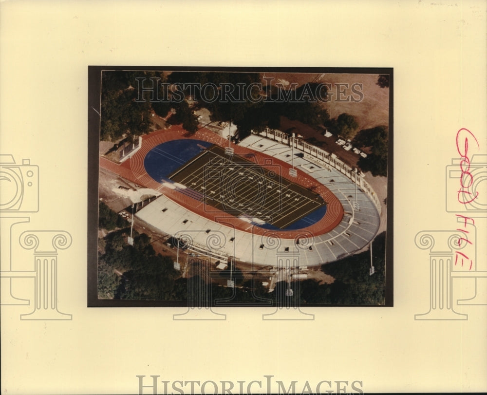  Press Photo Aerial view of Tad Gormley Stadium in City Park.- Historic Images