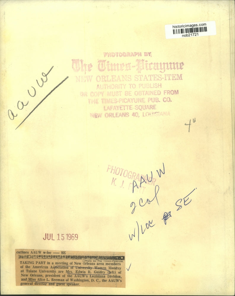 1969 Press Photo American Association of University Women, New Orleans meeting