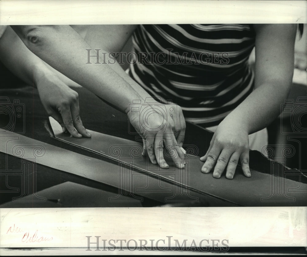 1972 Press Photo Retarded adults work at Sophie Gumbel Strive Center - nob23027- Historic Images