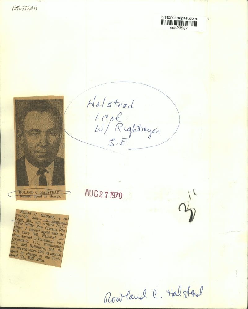 1970 Press Photo FBI special agent Roland C. Halstead - nob23557
