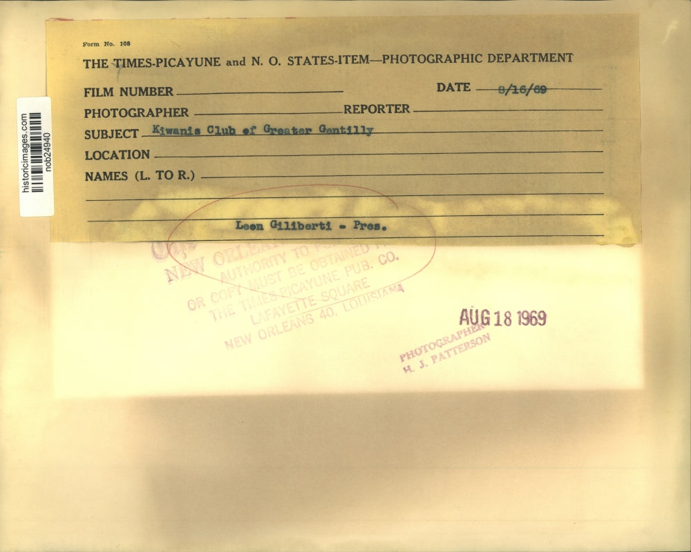 1969 Press Photo Leon Giliberti, president of Kiwanis Club of Greater Gentilly