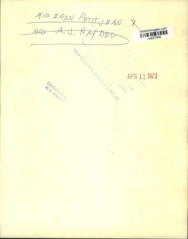 1973 Press Photo Miss Iren Petitjean and Mrs. A. J. Haydel - nob27494