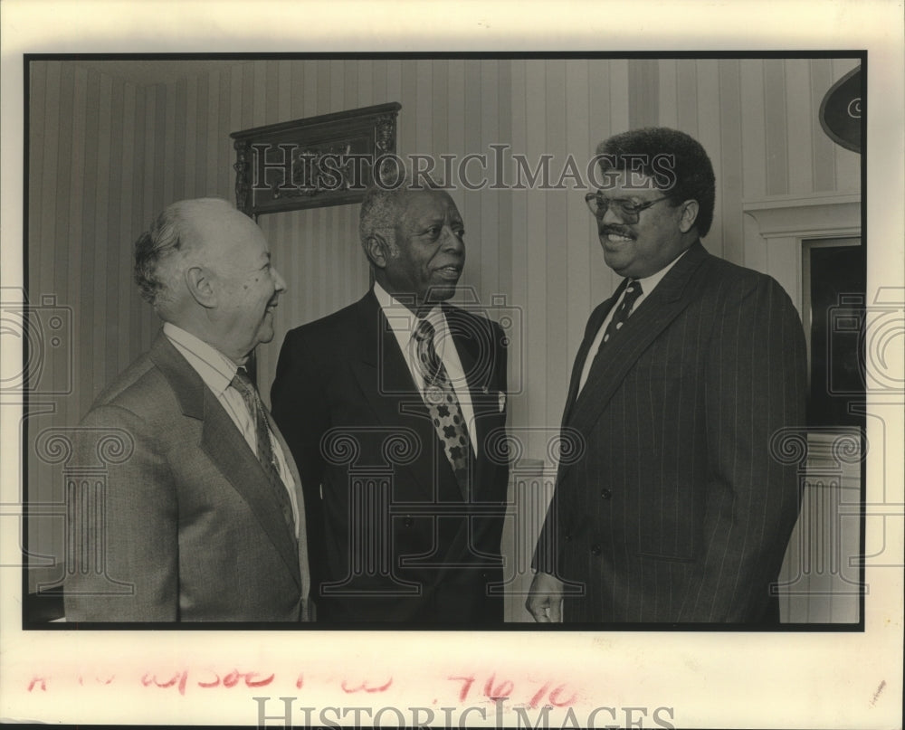 1990 Press Photo Emile LaBranche Jr., Elton Harrison, Michael Bruno at the Studs- Historic Images