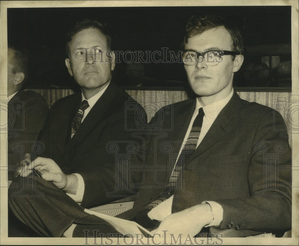 1968 Press Photo F.e. Ted Hawley and Richard Reed during the Highway Hearing