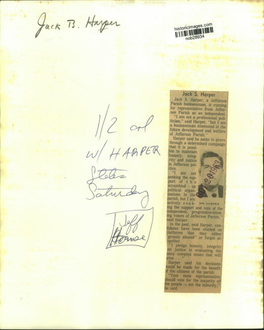 1963 Press Photo Jack Harper to run for Jefferson Parish representative