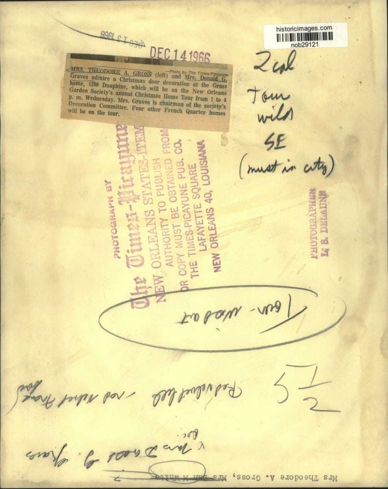 1966 Press Photo Mrs. Theodore A. Gross and Mrs. Donald Graves, New Orleans