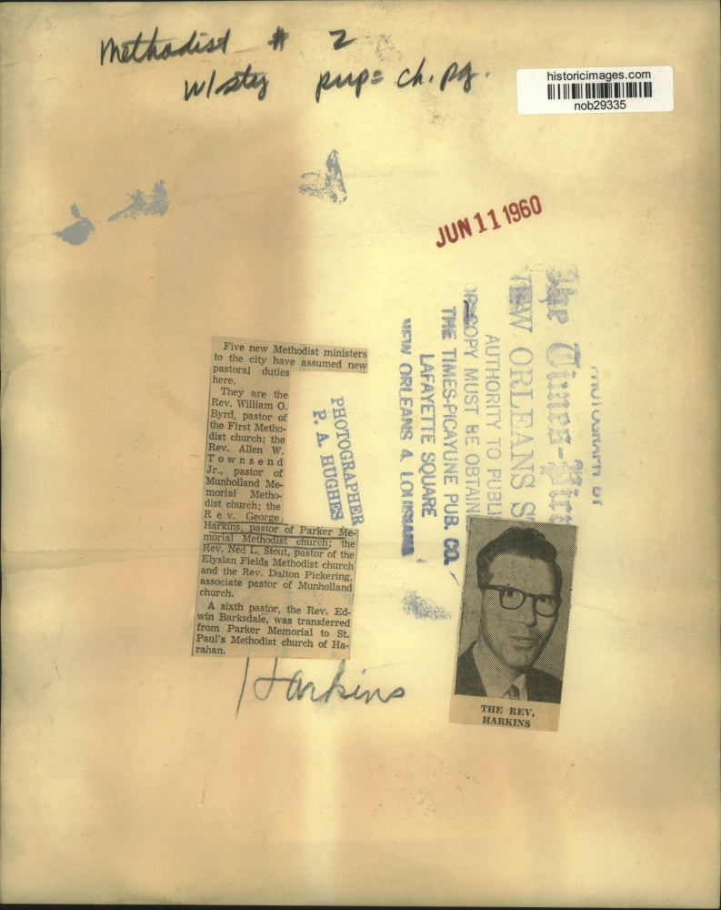 1960 Press Photo Reverend George Harkins, pastor of Parker Memorial Methodist