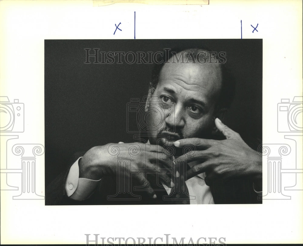 1989 Press Photo Judge Alcee Hastings during an interview with Allan Katz- Historic Images