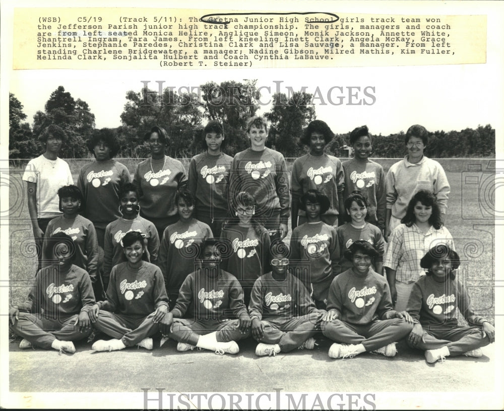 1988 Press Photo The Gretna Junior High School girls track team - nob29801- Historic Images