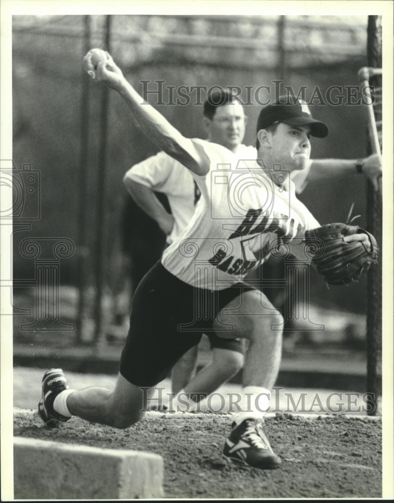 Press Photo Greg Boudreaux with coach Ken Roebuck- Hannan High Baseball Team- Historic Images