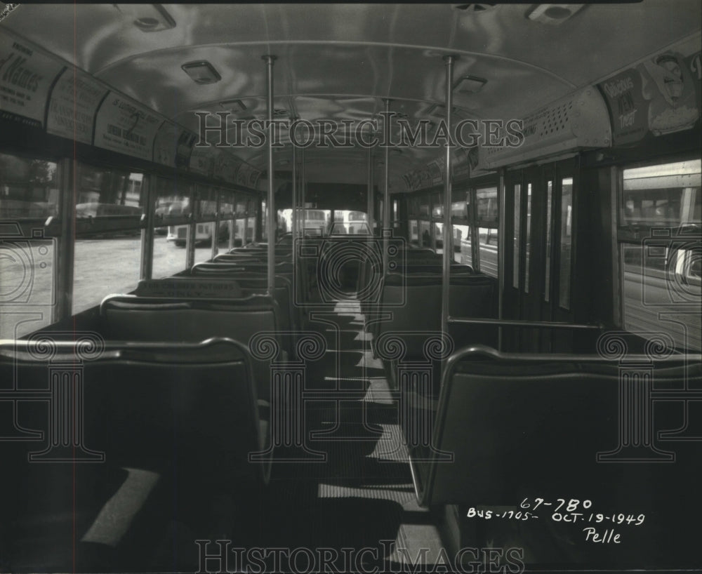 1949 Press Photo N.O.P.S.I. Bus Interior showing separate section- Black patrons- Historic Images