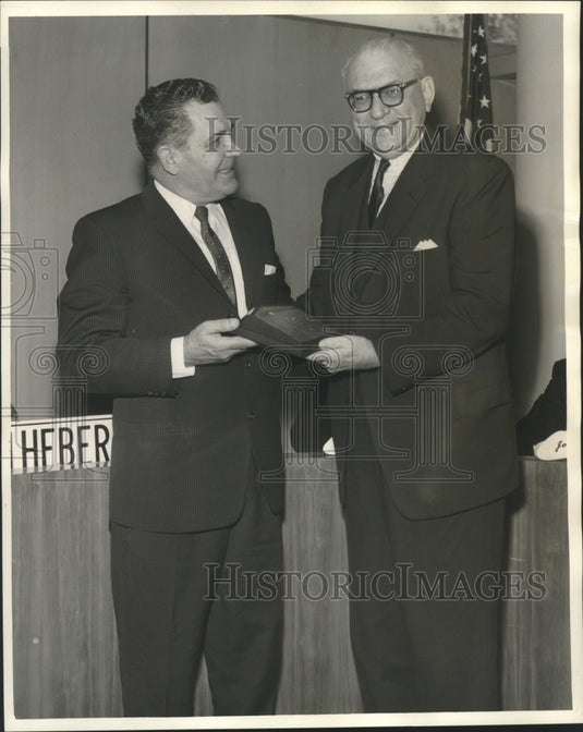 1966 Press Photo Valentie Riess honors Representative F. Edward Hebert