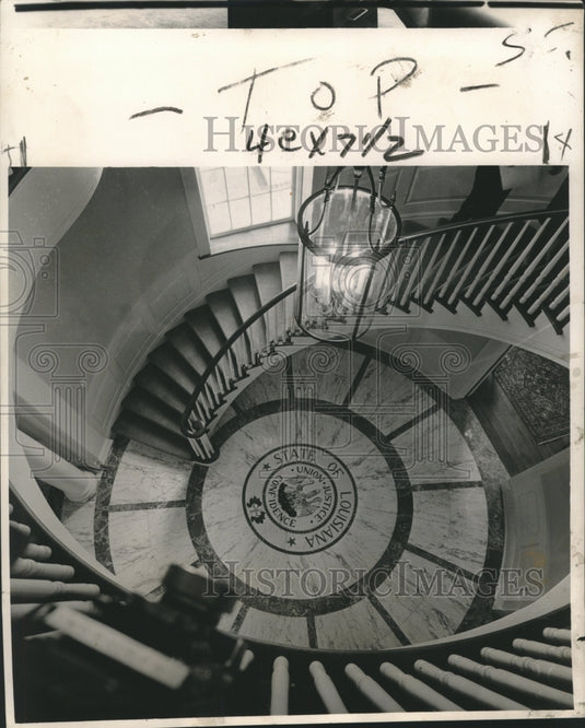 1963 Press Photo State seal decorates floor at Governor's Mansion in Baton Rouge