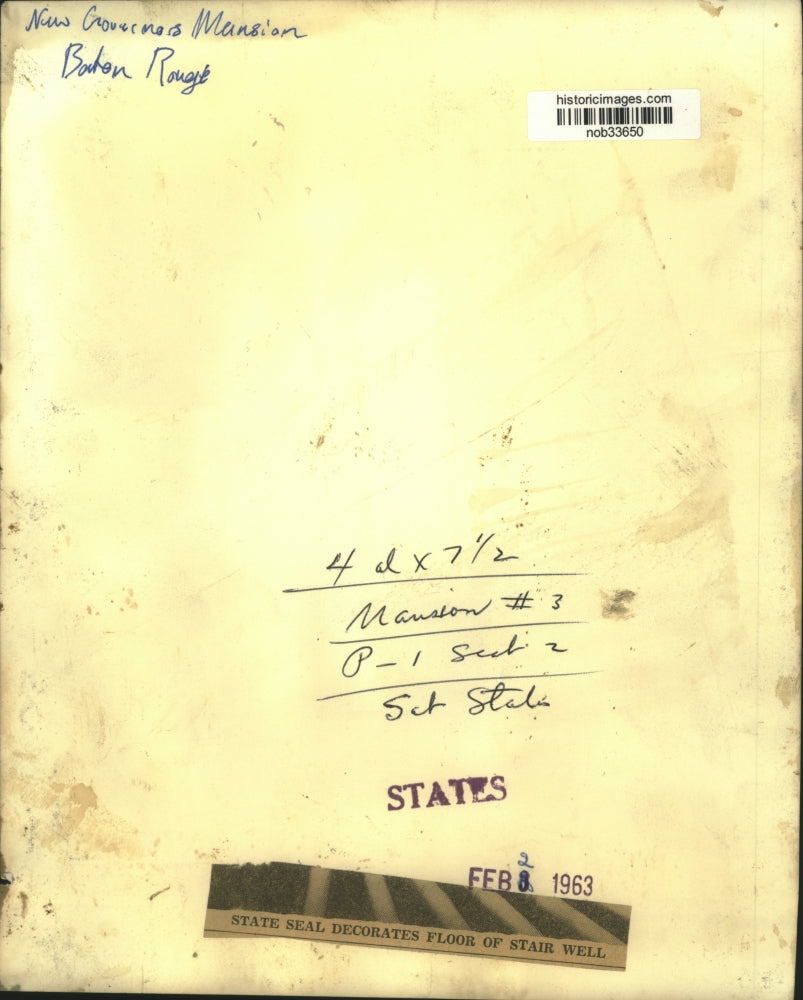 1963 Press Photo State seal decorates floor at Governor's Mansion in Baton Rouge