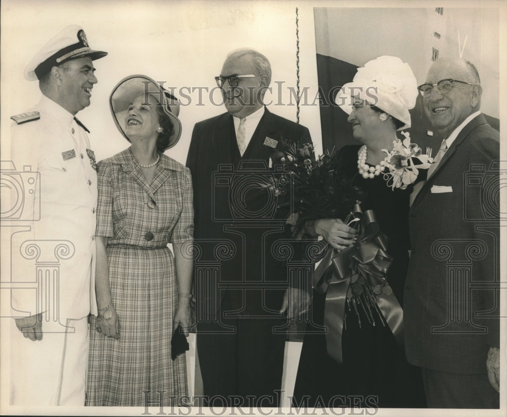 1961 Press Photo Mrs. F. Edward Hebert attending a U.S. Naval Ceremony - Historic Images