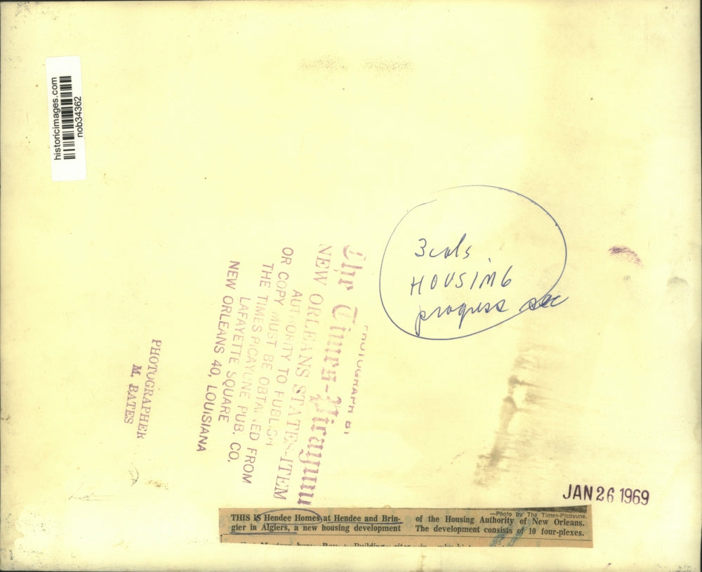 1969 Press Photo Hendee Homes at Hendee and Bringier in Algiers - nob34362