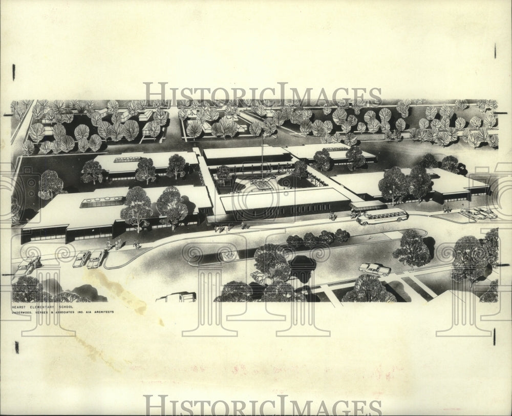 1966 Press Photo Design for Phoebe Hearst Elementary School in Metairie