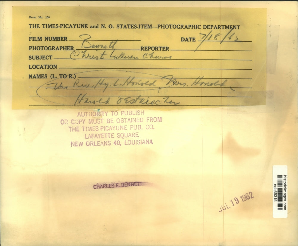 1962 Press Photo Rev. & Mrs. H.L. Honold & Harold Oestriecher- Christ Lutheran