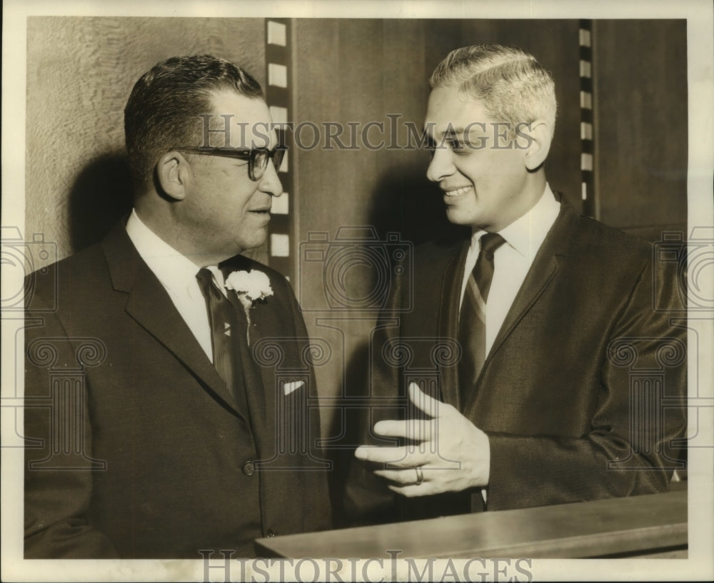 1965 Press Photo John J. Hood and Edmund M. Reggie at the Memorial Exercises.
