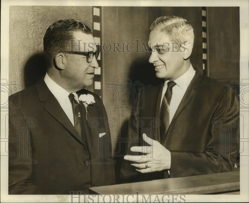 Load image into Gallery viewer, 1965 Press Photo John J. Hood and Edmund M. Reggie at the Memorial Exercises.
