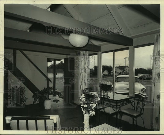 1963 Press Photo Interior, exterior view of a Home Show Vacation House