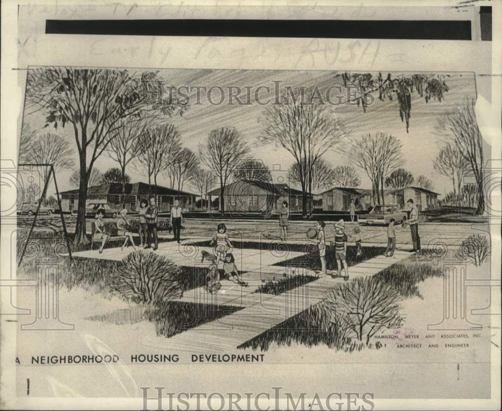 1969 Press Photo Design for Public Housing Units by Hamilton, Meyer &amp; Associates
