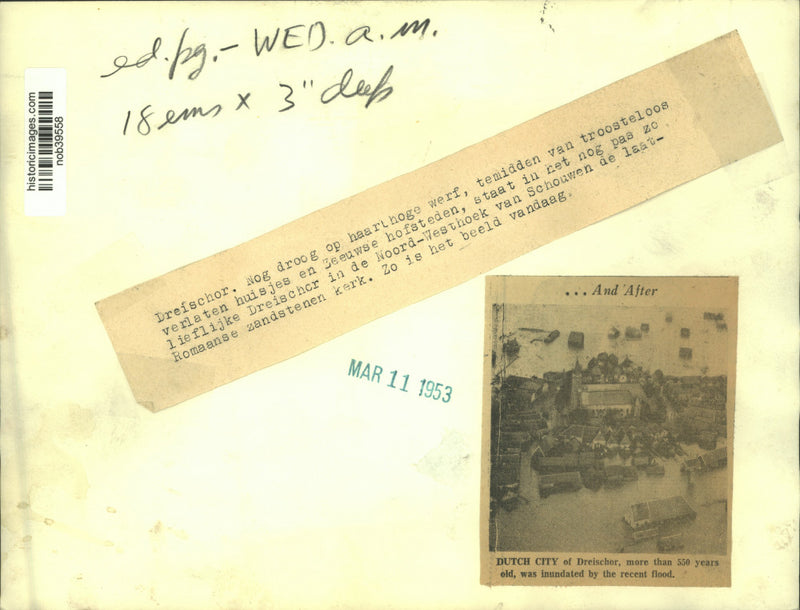 Load image into Gallery viewer, 1953 Press Photo Dutch City of Dreischor, inundated by flood - nob39558
