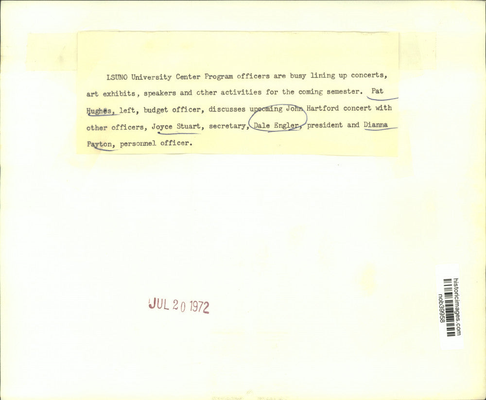 1972 Press Photo Louisiana State University New Orleans Center Program officers