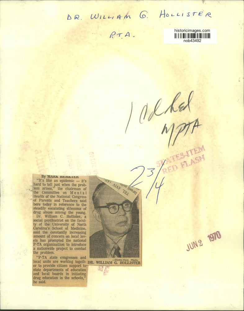 1970 Press Photo Dr. William C. Hollis- National Congress of Parents & Teachers