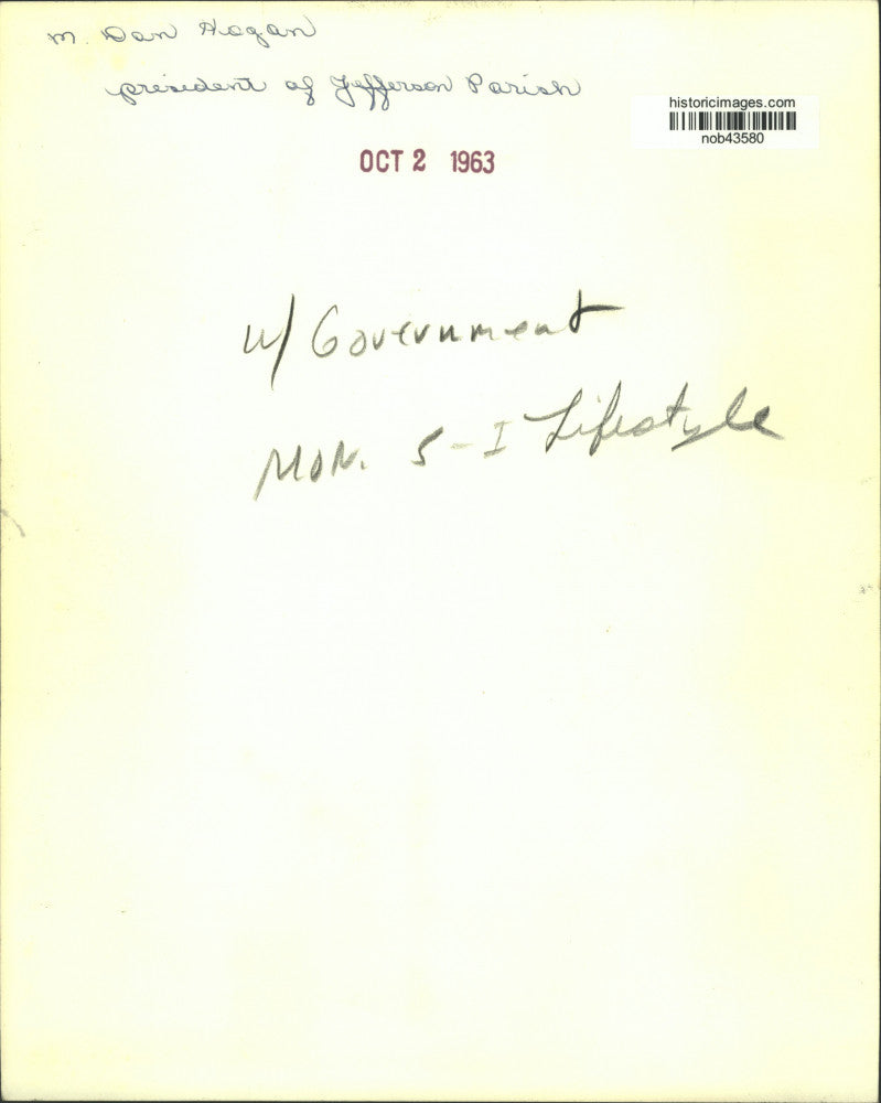 1963 Press Photo M. Dan Hagan, president of Jefferson Parish - nob43580