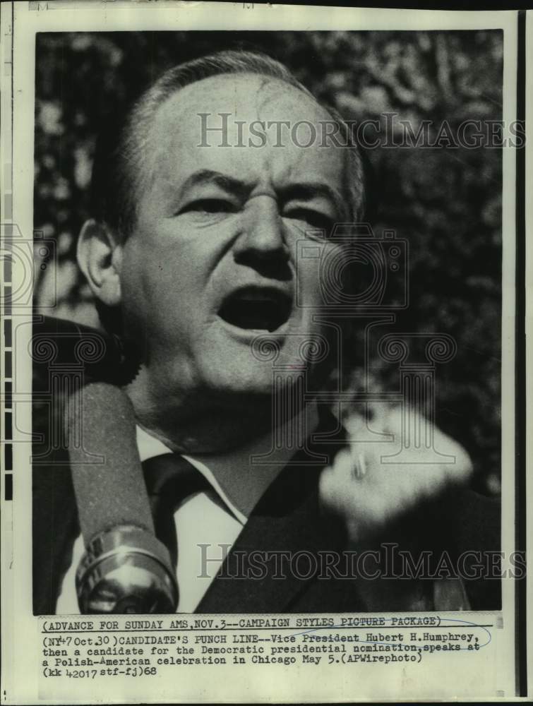 1968 Press Photo Vice President Hubert H. Humphrey, presidential candidate